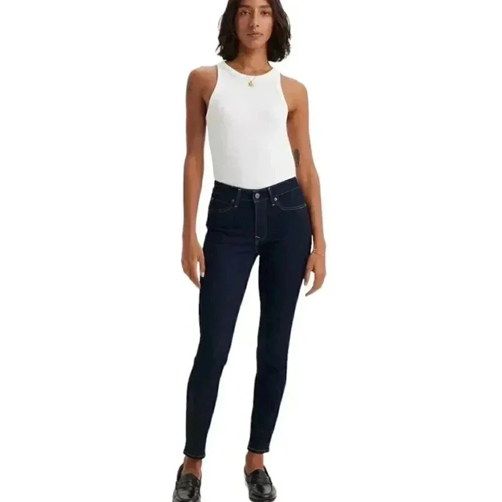 Levi's 711 Skinny Jeans  Dark Wash Medium Rise Size 27